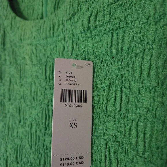 NWT Textured Slim Knit Green Mini Dress Anthropologie, XS - Picture 5 of 6